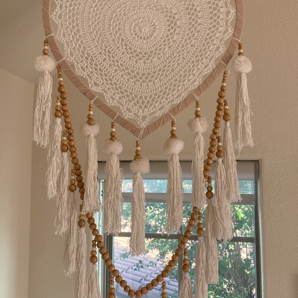 Handcrafted Heart-Shaped Dreamcatcher with Tassels
